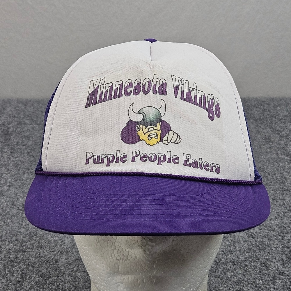 Vintage Minnesota Vikings Trucker Hat White CapPurple People Eaters 80s 90s